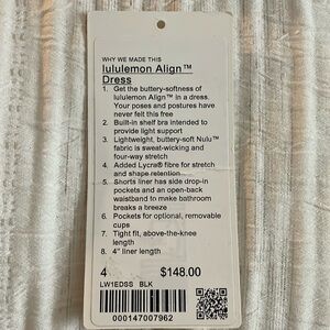 NWT LULULEMON ALIGN DRESS NULU WITH BUILT IN SHORTS SHELF BRA WITH PADS black 4